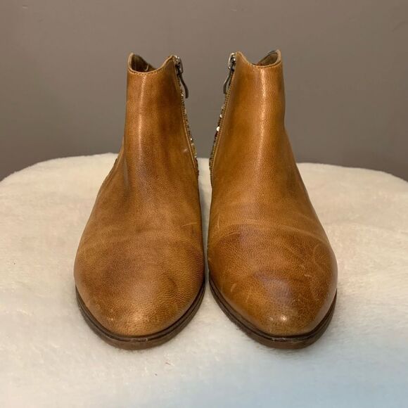 Antelope Taupe Geometric Cali Leather Ankle Boot Western Bootie EU 36 US 6 - Picture 3 of 7